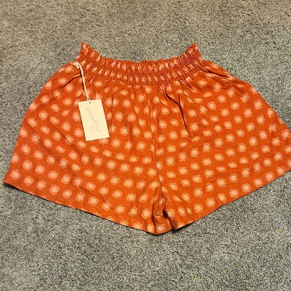 Universal Thread Orange Patterned High Waist Shor… - image 5